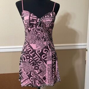 Urban Outfitters Oink & Black Newspaper Print Mini Dress - Size S-P